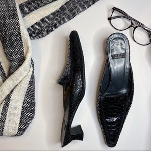 Stuart Weitzman kitten-heel mules.